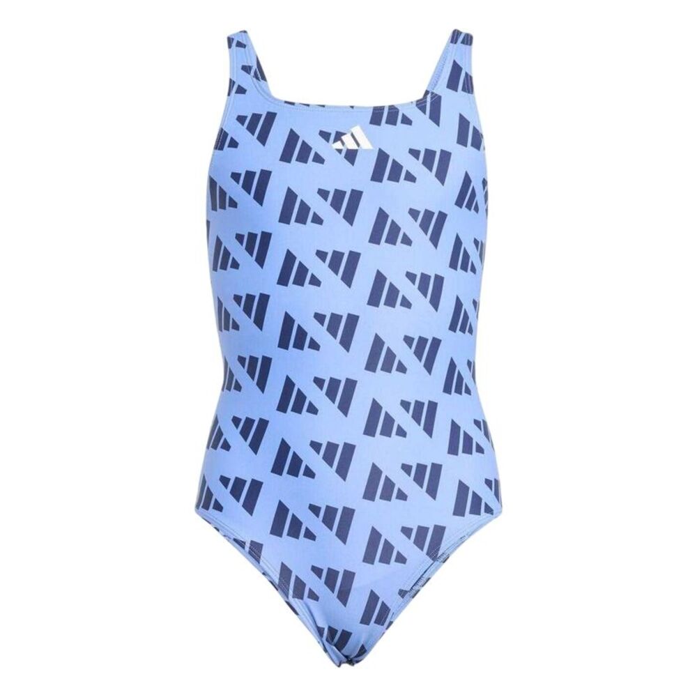 Adidas Girls Graphic Print Logo One Piece Bathing Suit / Blue